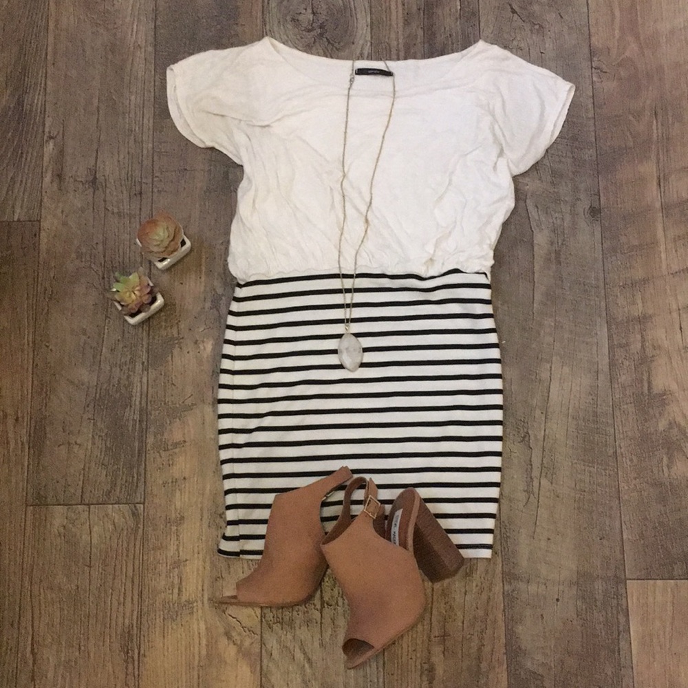 Soprano Black and White Striped Dress